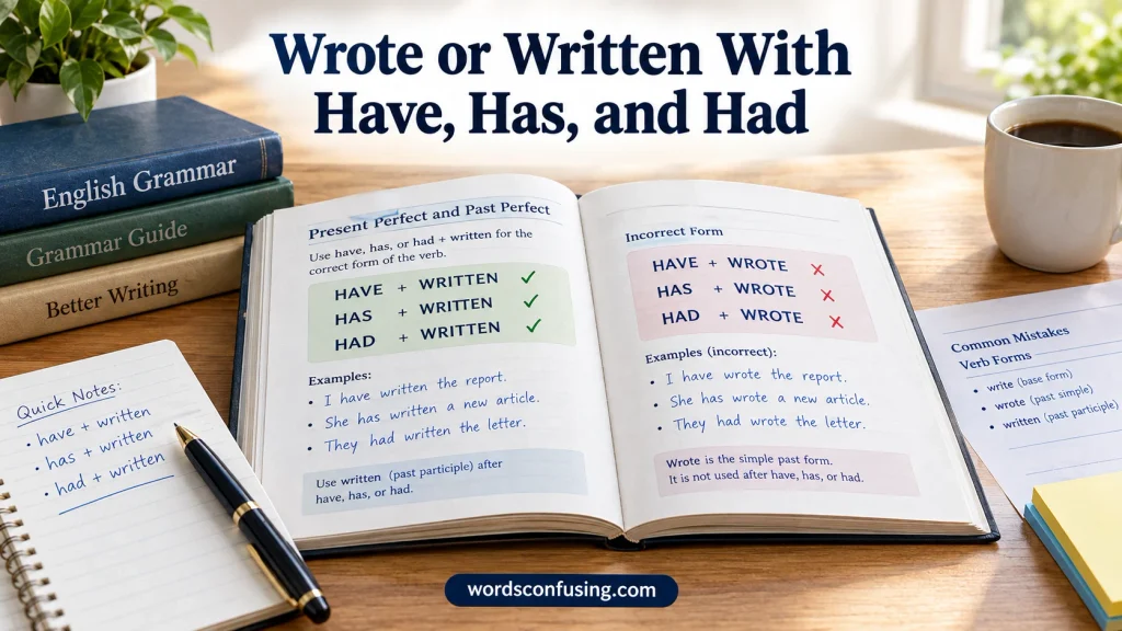 Wrote or Written With Have, Has, and Had