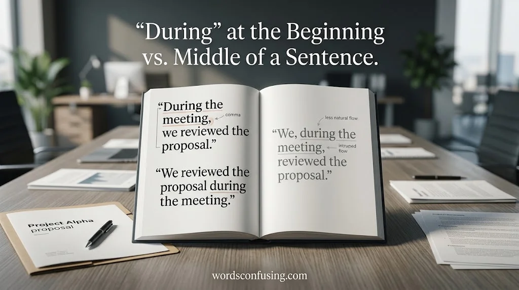 “During” at the Beginning vs. Middle of a Sentence