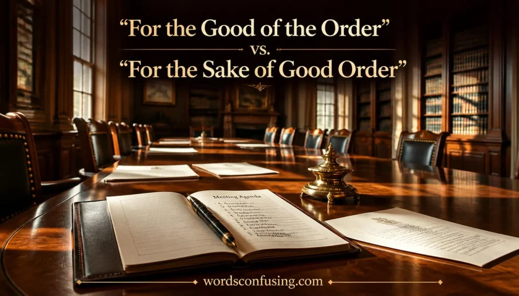 “For the Good of the Order” vs. “For the Sake of Good Order”