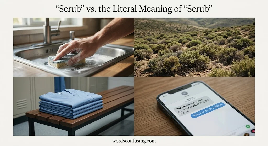 “Scrub” vs. the Literal Meaning of “Scrub”