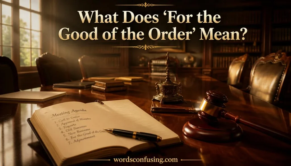 What Does “For the Good of the Order” Mean?